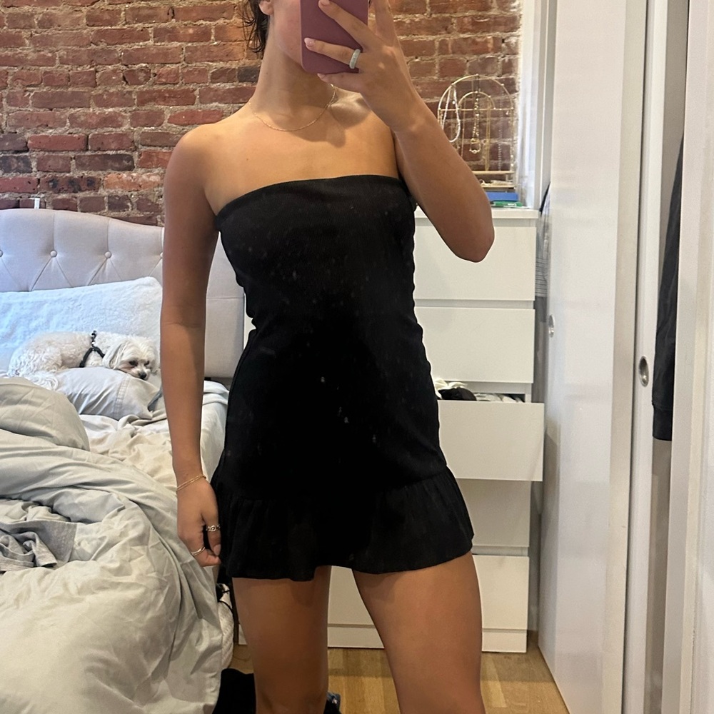 Beginnings Boutique Drop Waist Black Strapless Dress size S NWT
